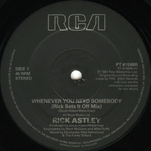 Rick Astley - Whenever You Need Somebody / Rick Sets It Off Mix