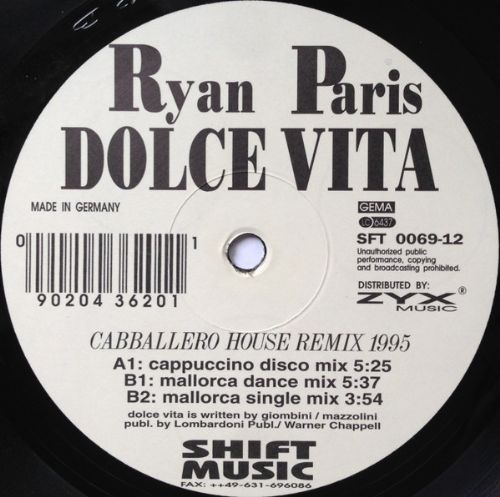 Ryan Paris - Dolce Vita / Caballero House Remix 1995