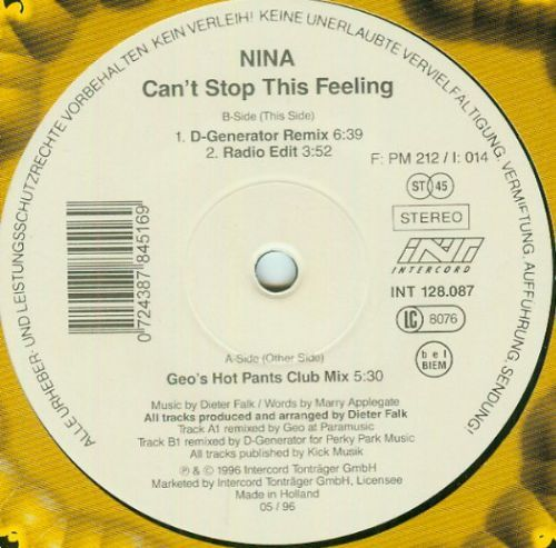 Nina - Cant Stop This Feeling