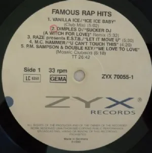 Various - Famous Rap Hits / LP Duplo